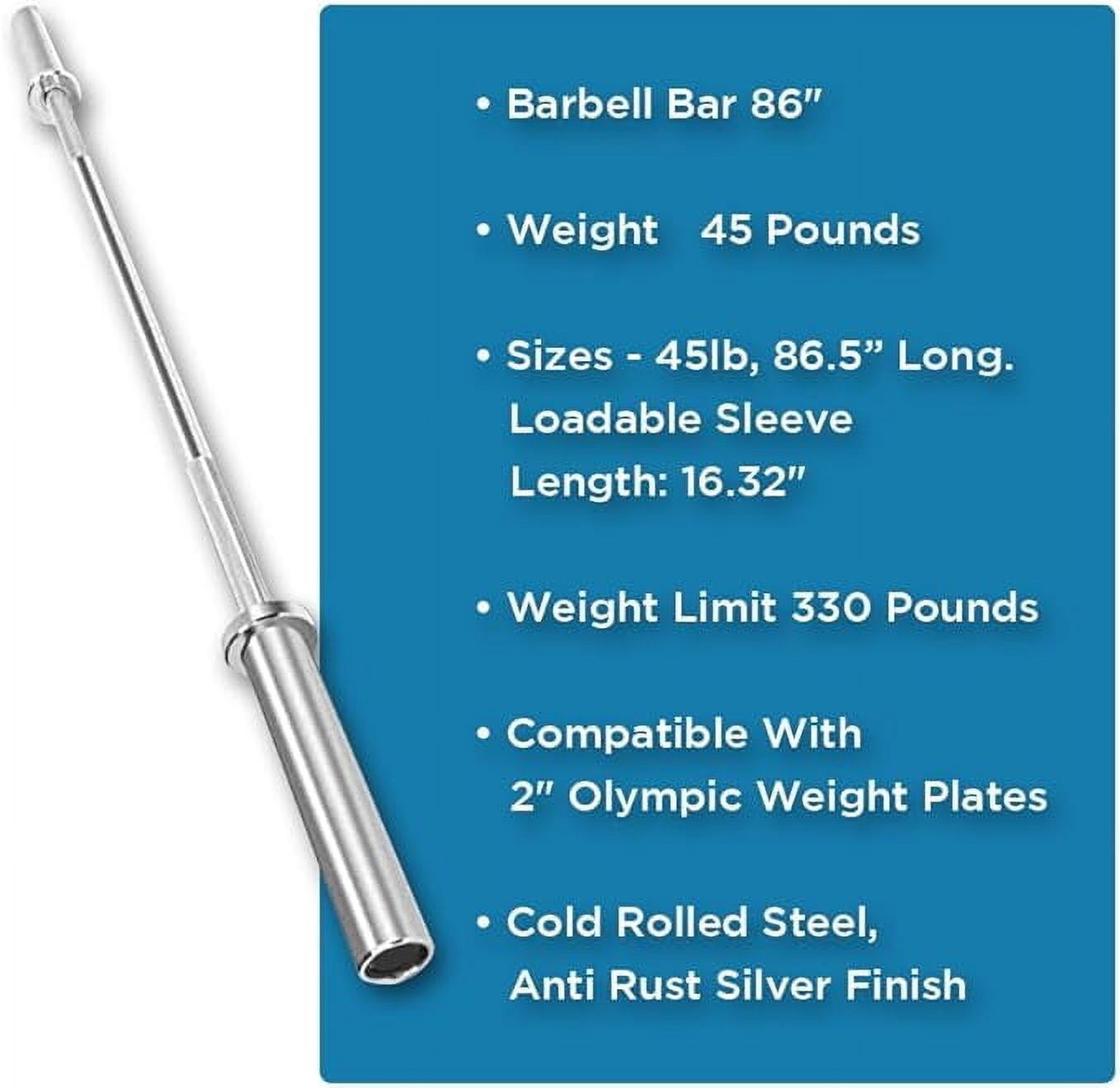 Weightlifting Barbell Bar 86" – Heavy-Duty Straight Bar for 2-inch Weight Plates – 330 lb. Weight Capacity