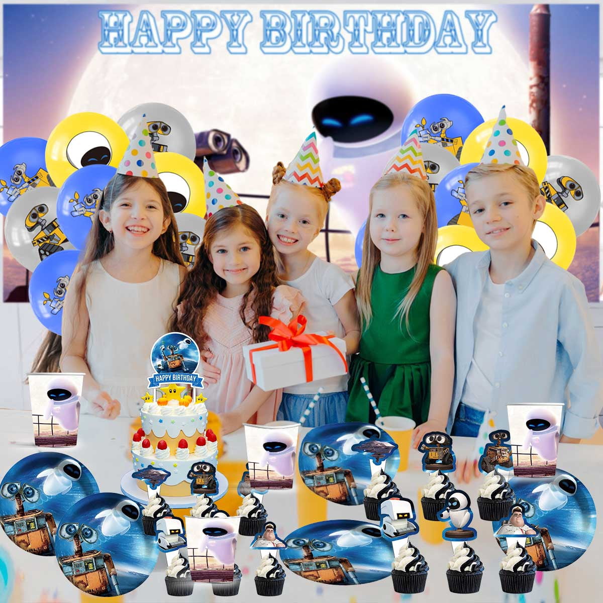 Wall E Party Supplies Latex Balloons Walle Decor Banner Backdrop Kit Birthday Decorations