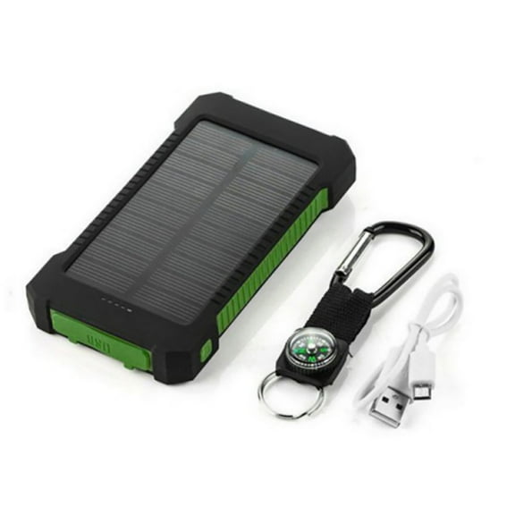 50000mAh Solar Power Bank Fast Charging Dual USB Portable Battery Charger with LED Light for Phone, Pad, Android— Green
