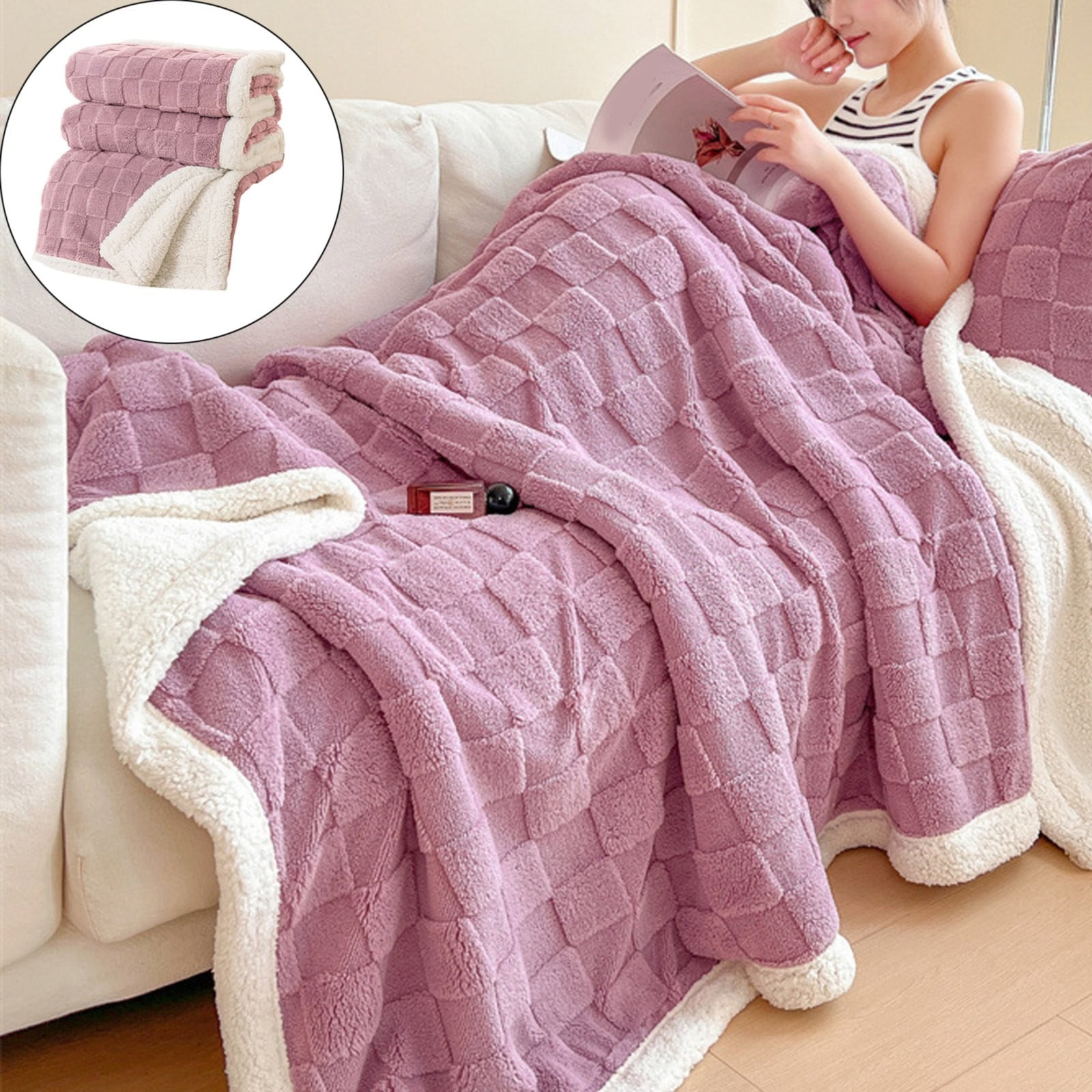 Winty Throw Blanket for Couch Sofa,Bed Blankets for Bed,Super Soft and Warm Throw Blanket for Couch, Sofa and Bed Cozy, Fuzzy and Lightweight,100*150Cm