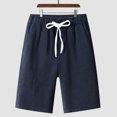 thumbnail image 6 of Domuza Mens Cotton Linen Yoga Beach Shorts Lightweight Workout Board Baggy Shorts Classic Summer Yoga Short Navy 4XL, 6 of 7