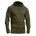 thumbnail image 4 of Yufatyle Men's Hoodie Long Sleeve Hooded Pullover Casual Sweatshirts Quarter Zip Fleece Comfy Tops, Army Green XXXL, 4 of 5