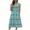 thumbnail image 2 of JTZGDY Women's Summer Tank Midi Dress with Pockets Loose Fit Casual Sleeveless A-Line Dress Crew Neck Floral T-Shirt Dress Flowy Beach Sundress Multicolor XXL, 2 of 10
