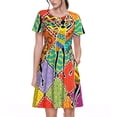 thumbnail image 1 of Easygdp Dancing African Womans para Vestido Transpirable de Mujer, Vestido Suelto de Manga Corta con Pliegues y Bolsillos para el Verano, 1 of 6