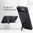 thumbnail image 3 of Dteck for Samsung Galaxy Z Flip 3 Case with Built-in Kickstand, Carbon Fiber Leather on Back, Hybrid Shockproof Hard Protective Cover for Galaxy Z Flip 3 5G,Black, 3 of 7