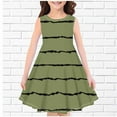 thumbnail image 3 of Zwiiyzr 4-14Y Little Girls Summer Dress Striped Sleeveless Swing Sundress Kids Casual Floral A-Line Dress Olive Green, 3 of 4