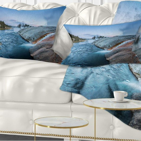 Designart Midway Geyser Basin In Yellowstone - Seashore Throw Pillow - 12x20