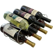 Dependable Industries Silver Chrome Stackable Table Top Wine Rack Each Holds 7 Bottles - Keeps Bottles of Wine Horizontal to Prevent Oxidation