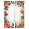 thumbnail image 7 of Sheer Curtains 63 inches Long, Fall Thanksgiving Watercolor Pumpkin Autumn Harvest Light Filtering Sheer Window Curtains Rod Pocket Voile Drapes for Bedroom Living Room, 52"W x 63"L 2 Panels, 7 of 7