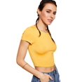 thumbnail image 4 of Top corto SweatyRocks básico de manga corta para mujer, amarillo, 4 of 5