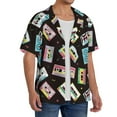 thumbnail image 2 of Sikiie Colorful Retro Tape Men's Wrinkle Free Untucked Cuban Shirt Business Casual Button Down Shirts Short Sleeve ShirtX-Large, 2 of 5