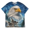 thumbnail image 3 of LAOLIUSN Bald Eagle Wolf Graphic Crew Neck Short Sleeve T-Shirt, Men's, 3 of 7