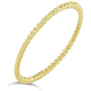 10K Yellow Gold Dainty Stackable Rope Cable Design Thin Slender Band Ring - Size 12