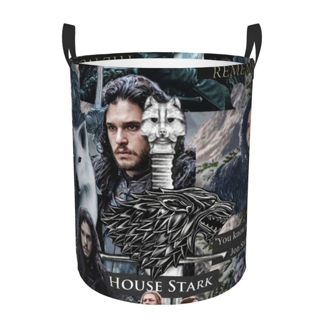 Cesto para ropa sucia Jon Snow, cesta de almacenamiento circular plegable impermeable con asa, cesta organizadora de juguetes para ropa sucia, decoración para dormitorio y baño, tamaño mediano