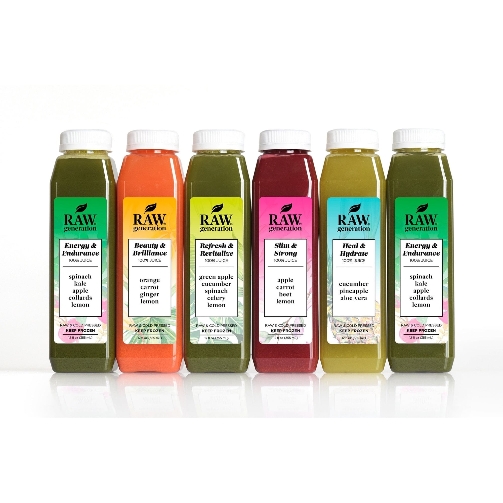 Raw Generation 3-Day Juice Cleanse - 18 Cold-Pressed Juices | Flash-Frozen, Plant-Based Juice Refresh- Convenient, On-the-Go Wellness Routine