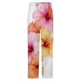 thumbnail image 5 of Beautiful Hibiscus Flower Cascade Winter Female Pants Flannel High Waist Women Pants Lady Warm Straight Leg Plush Trousers, 5 of 7