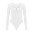 thumbnail image 4 of Baqcunre One Piece Jumpsuits For Women Women'S Low Cut Bodysuit Leotards Deep V Neck Long Sleeve Body Suits Tops Womens Shorts Women'S Pants White L, 4 of 8
