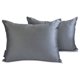 thumbnail image 1 of Funda de almohada lumbar de lujo HomeCentric, color plata, paquete de 2, 30 x 55 cm (12 x 22 pulgadas), funda de cojín rectangular lisa de satén, estilo moderno - Satén flameado gris plata, 1 of 5