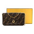 thumbnail image 6 of Fendi F is Fendi Brown Zucca Embossed Leather Envelope Wallet on Chain with Pouches NEW, 6 of 6