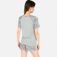 thumbnail image 5 of Lounge Women's Leopard Print Short Sleeve Pajama Set with Drawstring Shorts - Large, Gray, 5 of 6