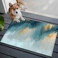 thumbnail image 3 of 2x3 Ft Entryway Area Rug, Turquoise Gold Kitchen Rug Runner Washable Floor Mat, Modern Abstract Teal Geometric Non Slip Indoor Door Mat Throw Carpet for Bathroom Living Room Bedroom, 3 of 8