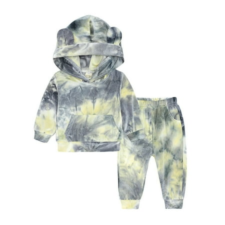 

nsendm Boys Pants Kids Toddler Baby Girls Boys Autumn Winter Colorful Cotton Hooded Long Baby Boy Clothes Vintage Grey 12-18 Months