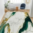 thumbnail image 4 of Modern Abstract Marble Emerald Green Area Rug, Grey Gold Rug for Living Room Bedroom Soft Rugs Under Dining Table Aesthetic Home Office Non-Slip Carpet 3x4ft(Small), 4 of 7