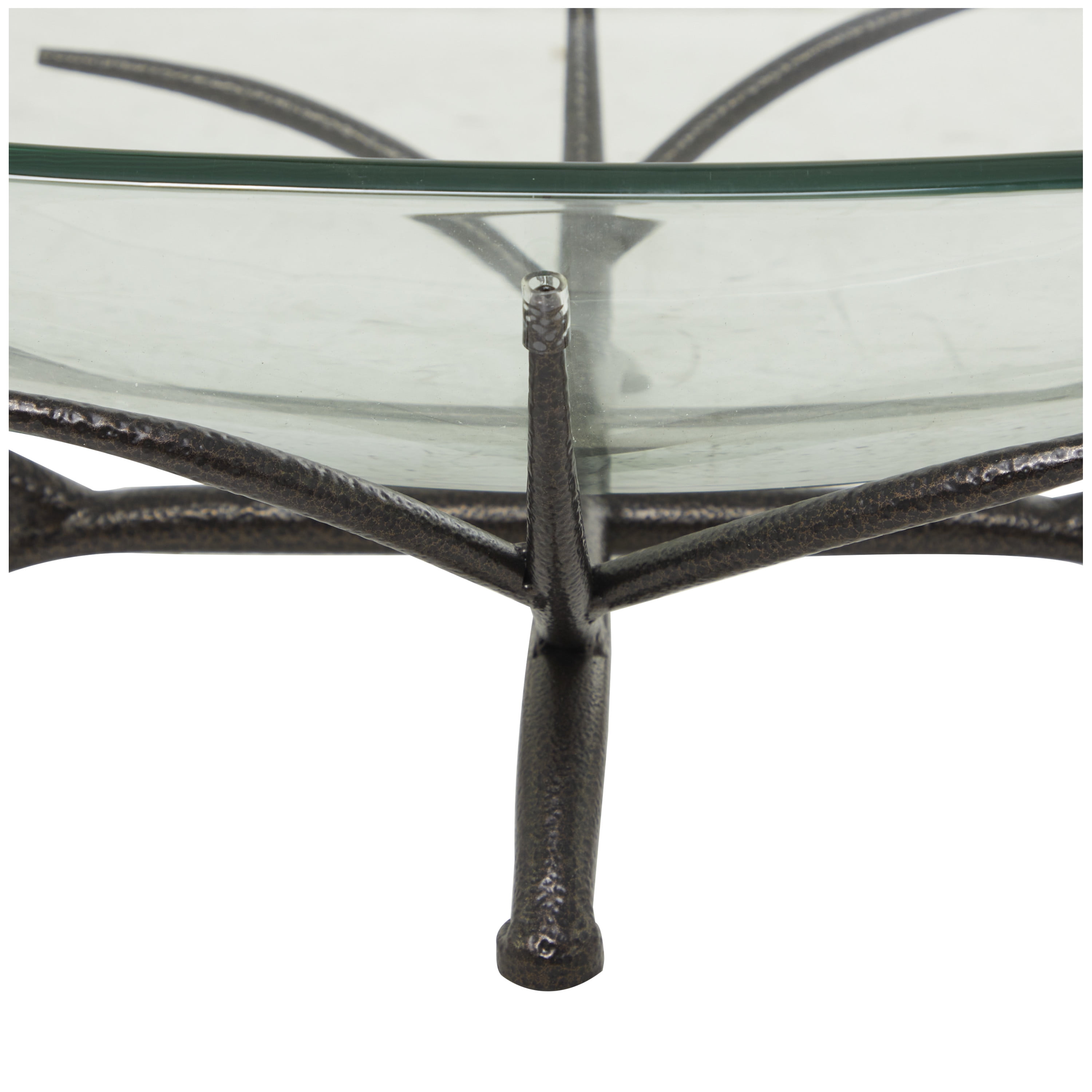 DecMode 19" x 8" Clear Glass Kitchen Serving Bowl with Black Metal Branch Stand, 1-Piece