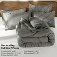 thumbnail image 5 of SONORO KATE Full Comforter Set, 7 Pieces Bedding Sets for All Season, Bed in a Bag with Pleated Comforter - Flat Sheet & Fitted Sheet - Pillowcases & Shams, Gray, 5 of 6