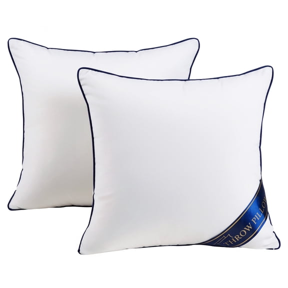 16x16 Throw Pillow Inserts , 2PK Decorative Pillows with Corded Edges, Square Throw for Sofa, Bed, White