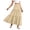 Khaki, variant on Qiopertar Women Casual Elastic Waist Ruffled Ankle Length Skirt Solid Color Midi Skirt Fashion Boho A-Line Skirts for Spring Summer Vacation Beach Party, White S