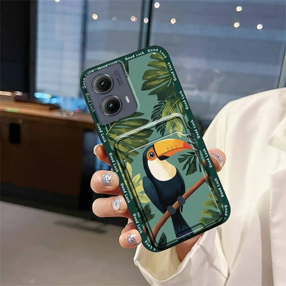 LYM-Phone Case For MOTO Edge 5G 2024, Shockproof Card bag Soft case Cover Back Cover Fashion Design Cute protective Anti-dust Cartoon Waterproof Dirt-resistant Silicone Card slot Durable