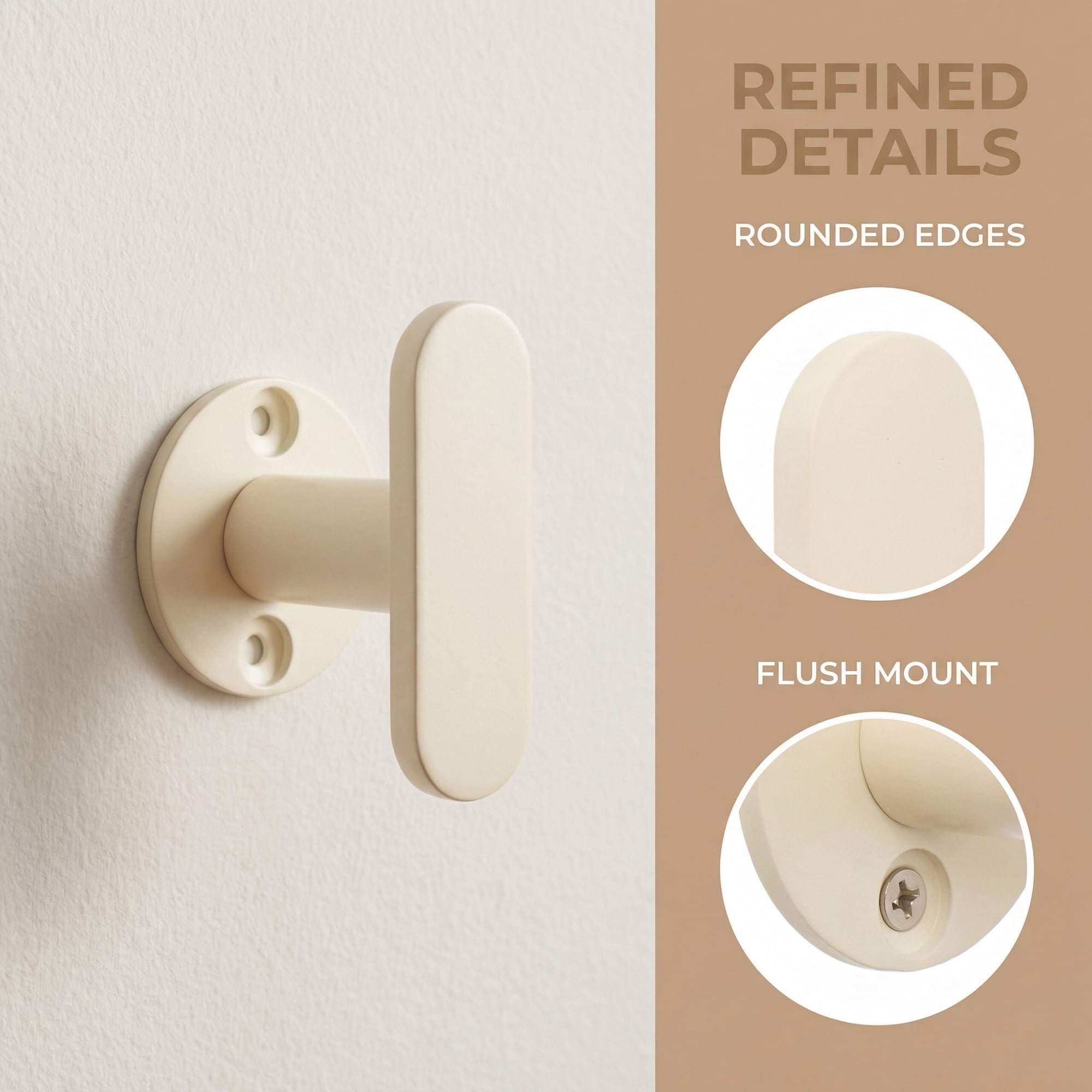 Unique Bargains Coat Rack Wall Mount Aluminum Single 6 Hooks Hat Rack for Entryway White