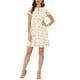 thumbnail image 2 of Vestido de gasa floral con volantes y cuello en V para mujer, con mangas acampanadas y lazo, por encima de la rodilla, color crema blanco, 2 of 6