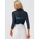 thumbnail image 4 of INSPIRAR CHIC Blusas Semi Transparentes para Mujeres Elegantes con Mangas 3/4 Cárdigan Bolero Shrug Azul Marino 2XL, 4 of 6