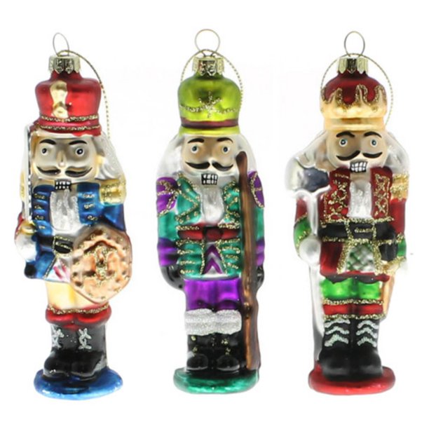 HomArt Nutcracker Glass Ornaments Set of 3