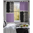 thumbnail image 3 of Purple Black Sheer Curtains 39 Inch Length 2 Panels Set for Living Room/Bedroom, Farmhouse Striped Modern Abstract Art Kitchen Curtains Grommet Semi-Sheer Curtains Window Treatments 27.5"x39"x2, 3 of 7