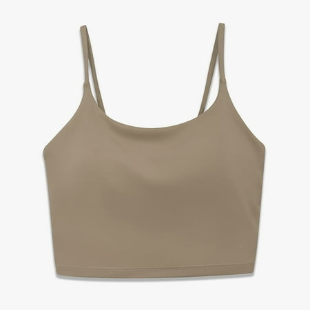 BLVB Cami Sports Bra Tank Tops for Women Spaghetti Straps Workout Yoga Athletic Exercise Crop Tops