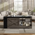 thumbnail image 2 of Leumius Lift Top Coffee Table with Storage,Rectangle Wood Center Table With Barn Doors and Open Cabinet, For Living Room, Bedroom, Home Office,Brown+Black, 2 of 12