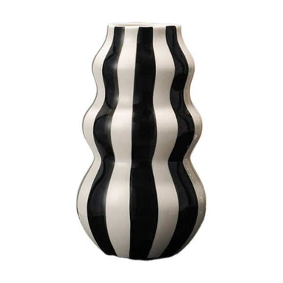 Checkered Vase, Ceramic Set, Decorative Flower, Flower Vases, Decorative, for Living Room Indoors, Office, Black
