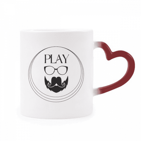 

Playing Curly Beard Glasses Heat Sensitive Mug Red Color Changing Stoneware Cup