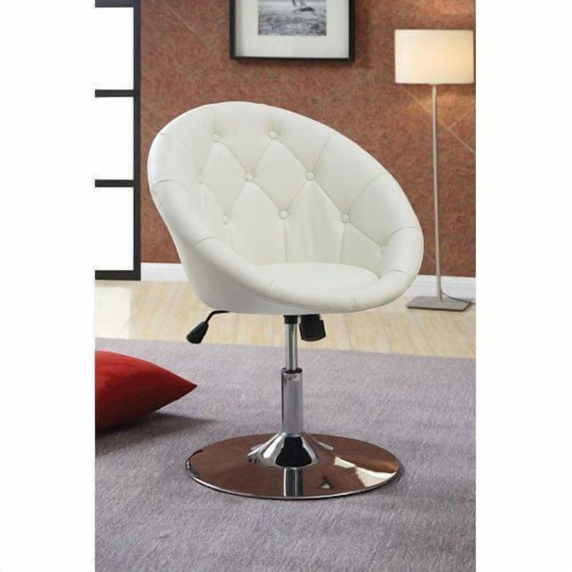 Nicer Furniture White Rounded Faux Leather bar Stool