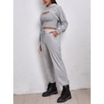 thumbnail image 3 of YEEFINE Women 3 Piece Tracksuits Super Crop Long Sleeve Pullover Hoodie with Tank and Drawstring Joggers Set Light Grey L, 3 of 6