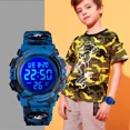 thumbnail image 3 of Reloj Niños Deportivo Led Contra Agua Camuflaje Militar Nado Color de la correa Azul oscuro, 3 of 8