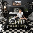 thumbnail image 2 of Meiyoeat Vintage Dirt Bike Pattern Twin Comforter Sets 2pcs for Men, American Flag Print Bedding Set, Camo Black Beige,Black Reversible, 2 of 6