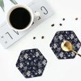 thumbnail image 4 of Pofeuu Retro Flower Print Coasters for Drinks, 4Pack PU Leather Coasters, Bar Drink Coasters for Tabletop Protection, Furniture from Damage-Hexagon, 4 of 6