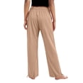 thumbnail image 4 of LWavelet Women's Drawstring Waist Linen Blend Wide Leg Pants with Ankle Ties for Casual & Summer Outfits Khaki S, 4 of 7