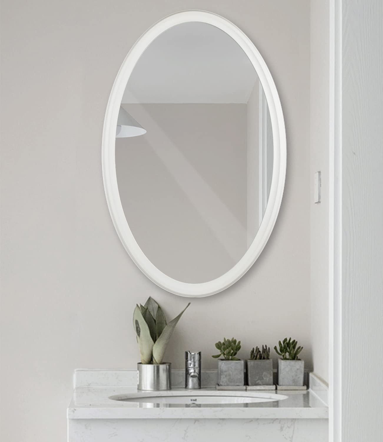 Hans&Alice Oval Bathroom Mirror, 36''x24'' Vanity Decorative Wall