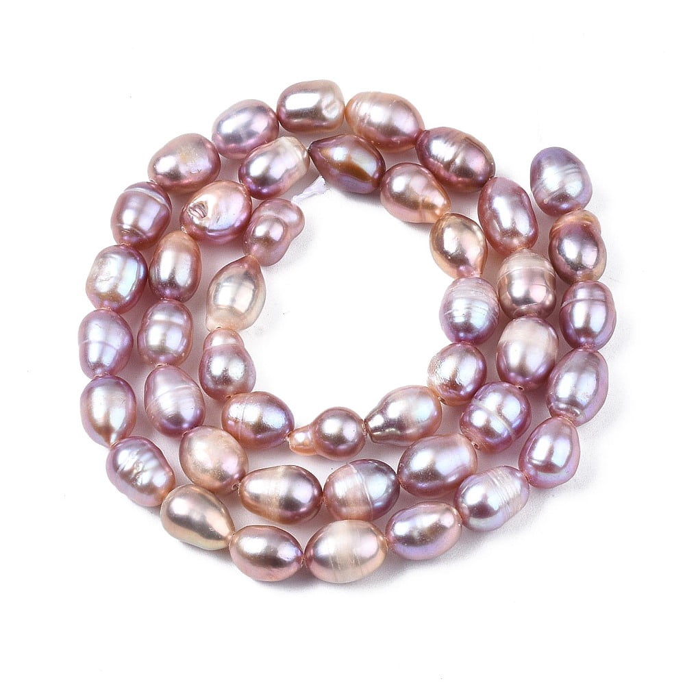 Natural Cultured Freshwater Pearl Beads Strands Rice Plum 7.5~11x6~7.5mm Hole: 0.8mm 37~43pcs/strand 14.06 inch~14.29 inch(35.7cm~43cm)