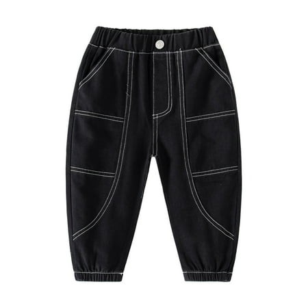 

Pimfylm Linen Boys Pants Baby Single and Toddler Boys Pull on Cargo Pants Black 4-5 Years